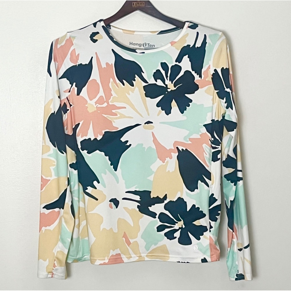 Hang Ten Sun Shirt Womens Small UV Protection‎ UPF 50+ Floral Rash Guard